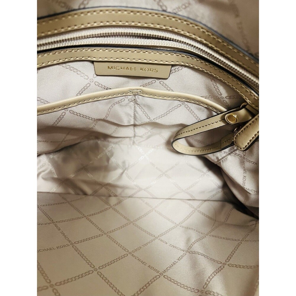 Michael Kors Voyager EW Tote Luxury Signature MK Vanilla Gold Shoulder Bag NWOT - Picture 9 of 11